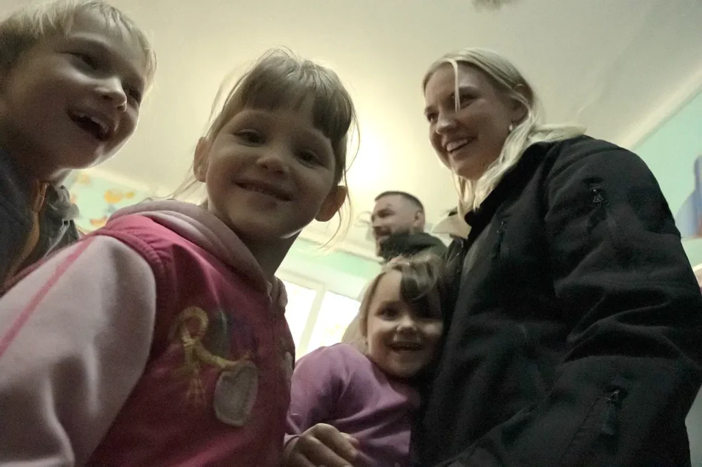 Visiting with children at a Ukrainian orphanage close to the front line